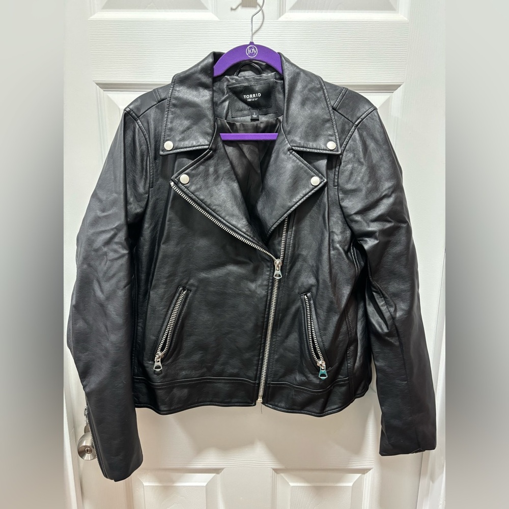 Women’s Torrid Black Leather Jacket Size 2